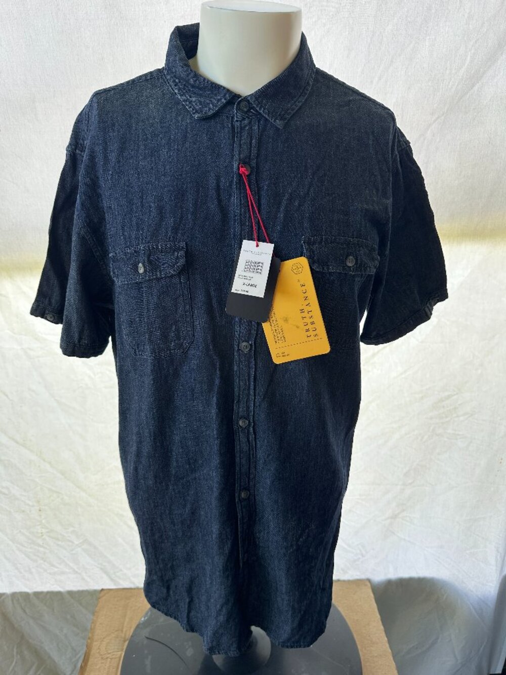 Truth Substance Common Sense Men's Dark Blue SS Button Front Shirt XL Cotton NWT